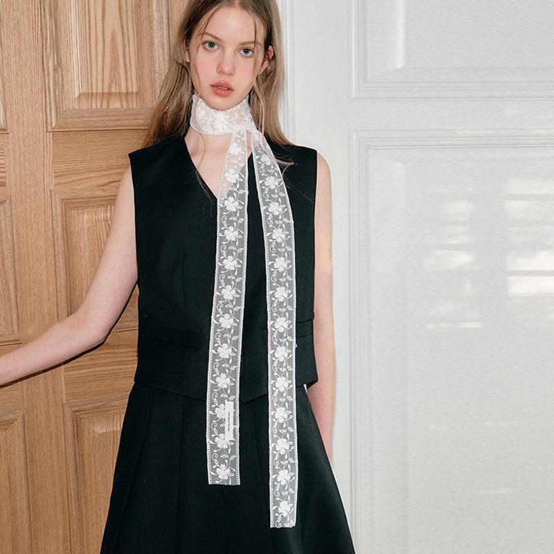 French Lace Scarf Summer Hollow Embroidery Long Ribbon And Belt Accessories