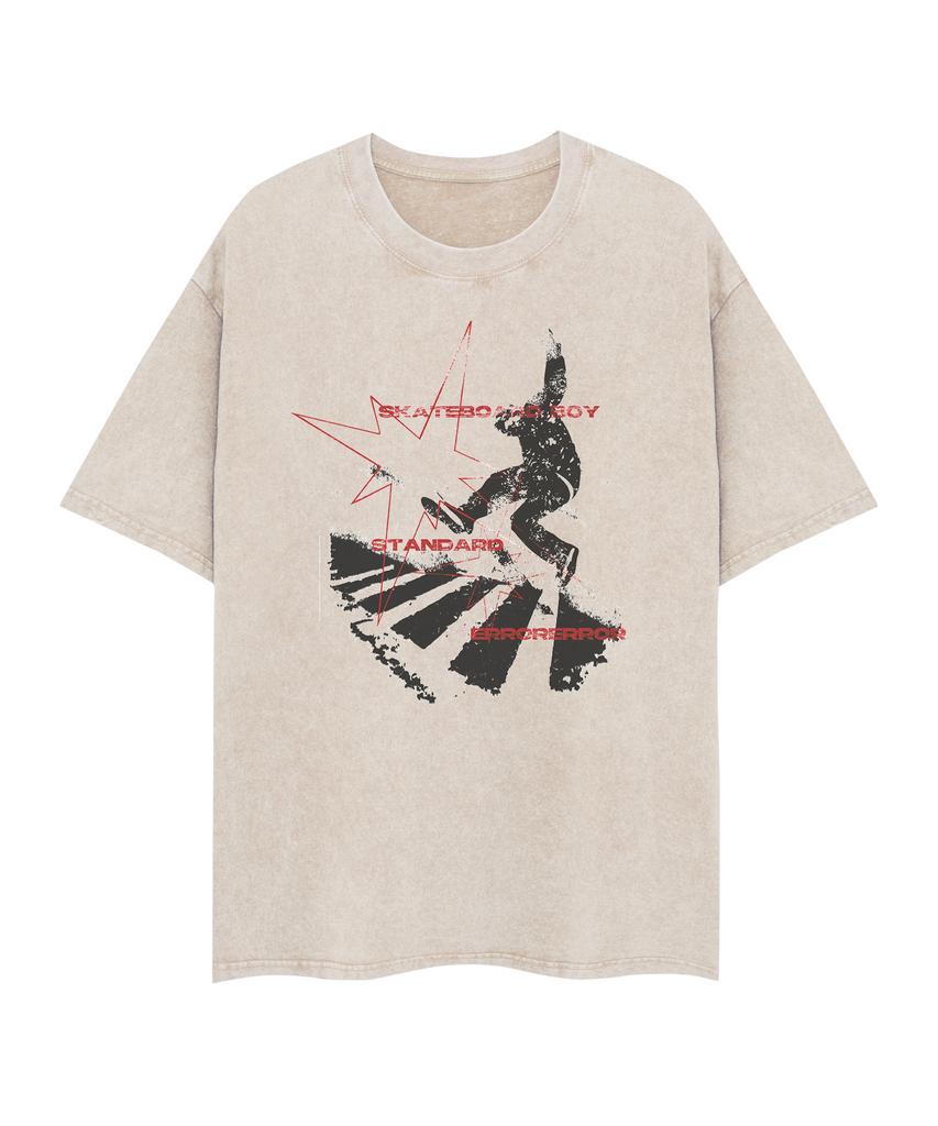 STANDARDERROR 87-Stan320 Skateboard Boy Crack Pigment Short Sleeve T-Shirt (3 Colors)
