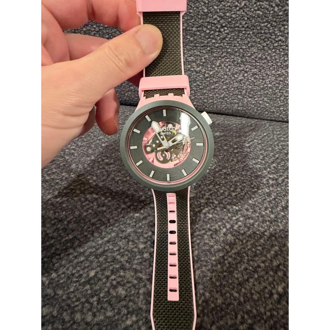 Used Swatch watch pink black