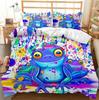 Flowery Frog Bed Set Doona Quilt Duvet Cover Pillowcase Single Double Queen Size