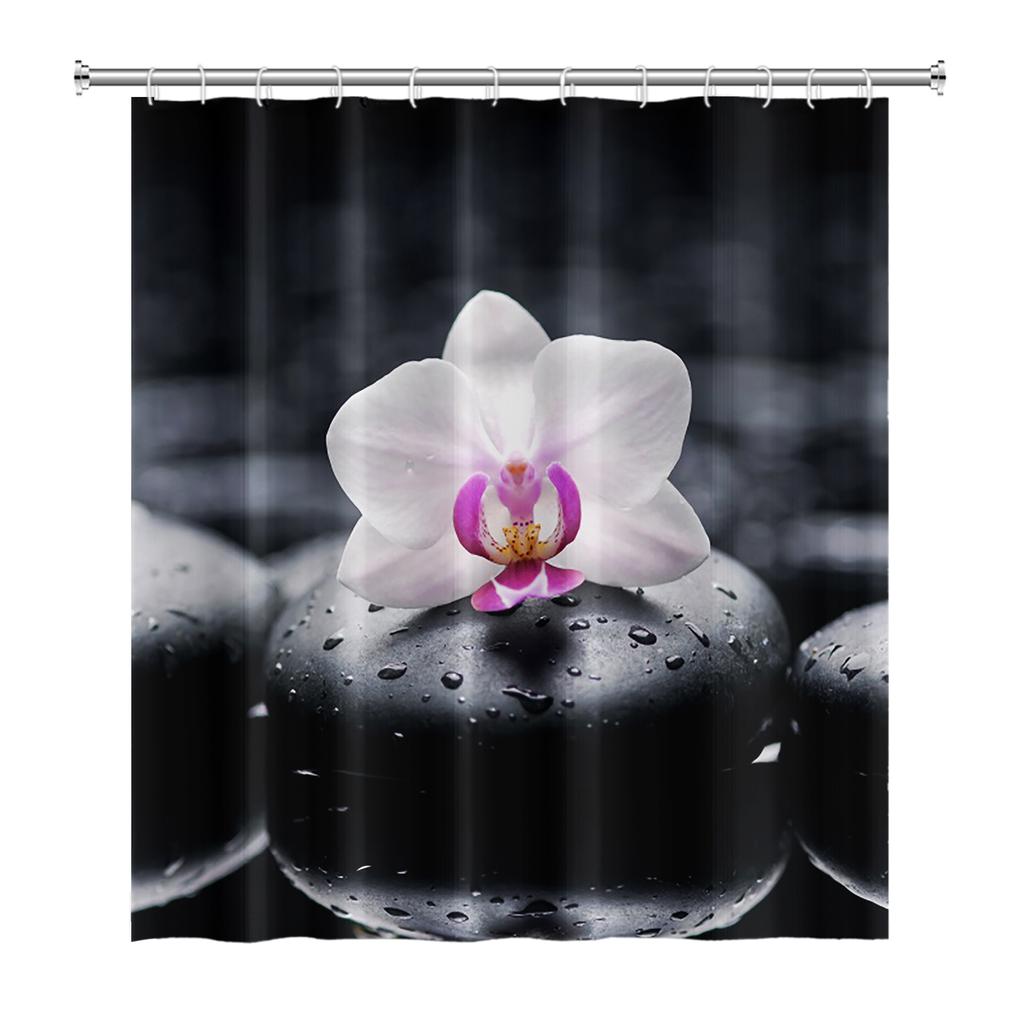 Tenda Doccia Meditazione Giapponese Zen Spa Loto Pietre di Basalto Olio Essenziale Candele Profumate Bambù Acqua Arredamento Casa Set Impermeabile