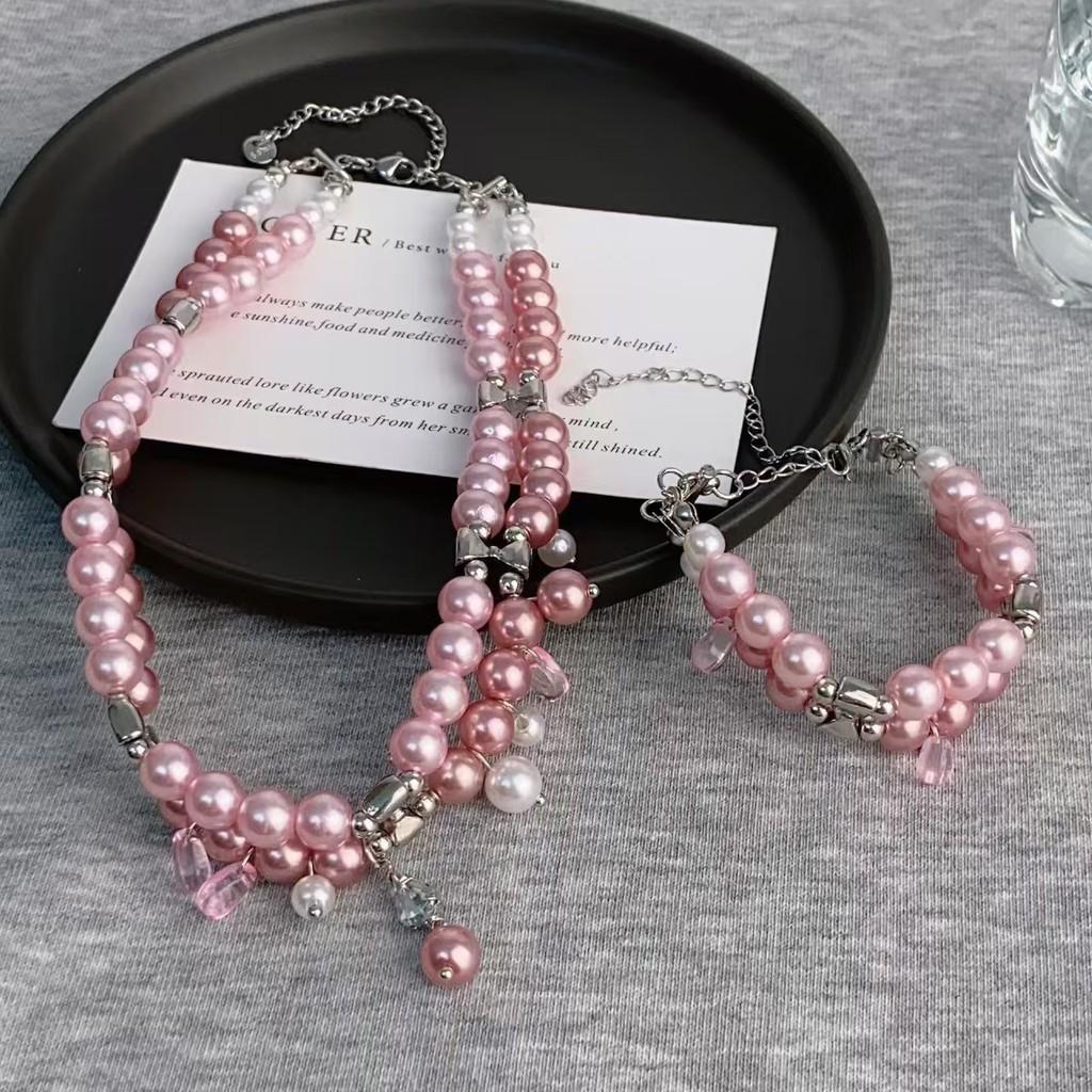 Trendy Pink Double Layer Bead Bracelet For Women Stylish Jewelry For Summer 2024
