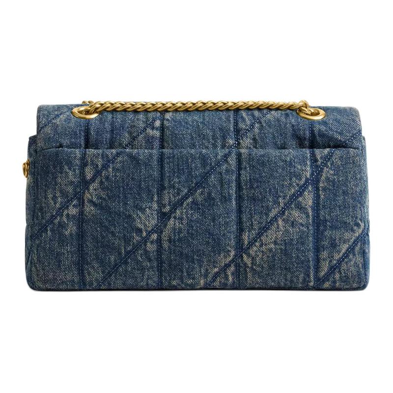 COACH Tabby 26 Quilted Detail Push-Lock Closure Internal Zipper Pocket Magnetic Buckle Pocket Fabric Crossbody Shoulder Bag Medium Women's Dark Indigo