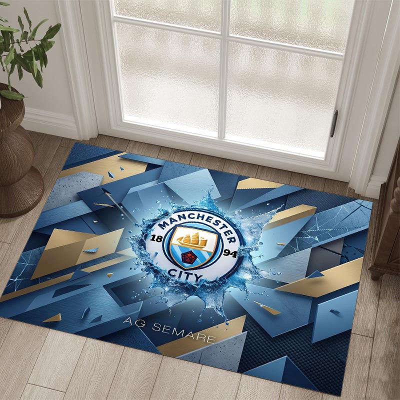 Manchester City Design Kristal Fluweel Tapijt Gezellig Niet?Antislip Bedrukt Tapijt Voor Slaapkamer Woonkamer Entree