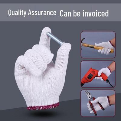 700g Durable White Cotton Work Gloves, Wear-Resistant & Thickened for Construction & Repairmen
