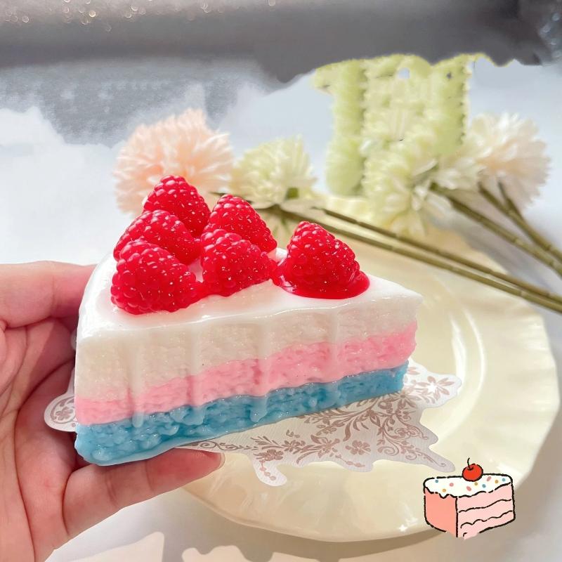 Soft Food Shaped Squeeze Toy Cute Strawberry Mousse Cake Design Stress Relief Toy for Desk Decor Relaxation Use