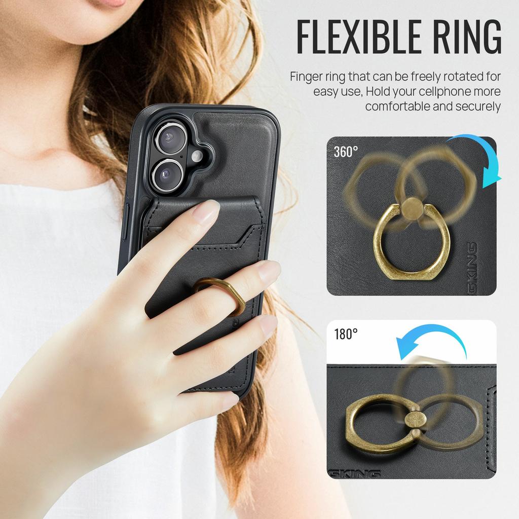 MAGKING K1 Series For iPhone 17 Magnetic Case PC+TPU+PU Phone Cover with Card Holder