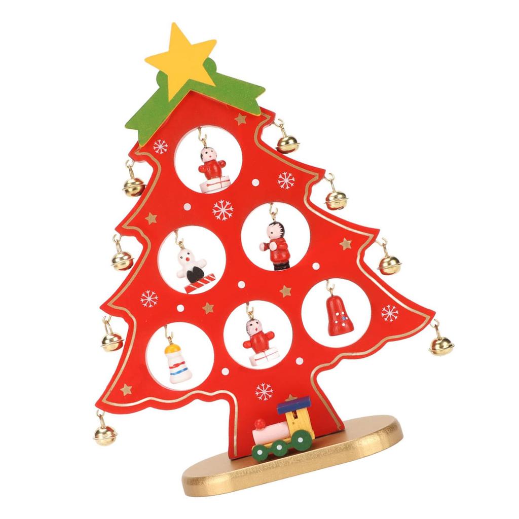 Wooden Christmas Tree Tabletop Decoration Desktop Christmas Tree with Mini Ornaments for Tabletop