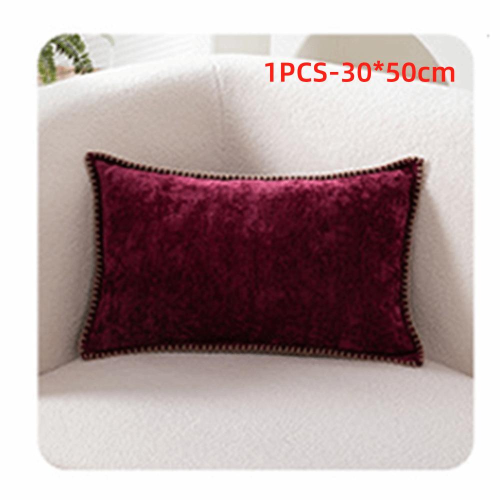 Simple Chenille Cushion Cover Solid Color Soft Throw Pillow Cover Velvet Multiple Size Decorative Pillowcase Seasonal Decor