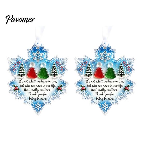 Winter Holiday Party Ornaments Snowflake-Shaped Sea Glass Ornament, Acrylic Christmas Friendship Keepsake, Coastal Inspired Tree Hanging Decoration,