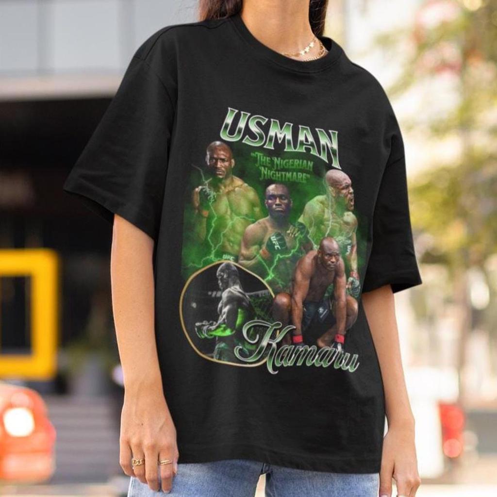 Kamaru Usman 90er UFC Shirt Grafischer Stil T-Shirt Kickboxen T-Shirt Vintage Oversized Sport T-Shirt Retro Boxer MMA Bootleg Geschenk MMA