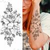 Zwarte Grote Slang Bloem Fake Tattoo Sticker Voor Vrouwen Dot Rose Pioen Tijdelijke Tattoos DIY Water Transfer Tatoos Meisjes