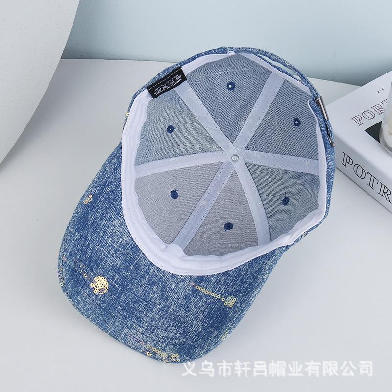 New Washed Denim Baseball Cap Women's Fashion Trend Sequined Meteor Shade Cap Spring and Summer Sun Protection Hat Men