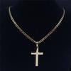 Christian Hip Hop Stainless Steel Jesus Cross Chain Necklace for Women Men Gold Color Statement Necklace Jewelry Collier Croix