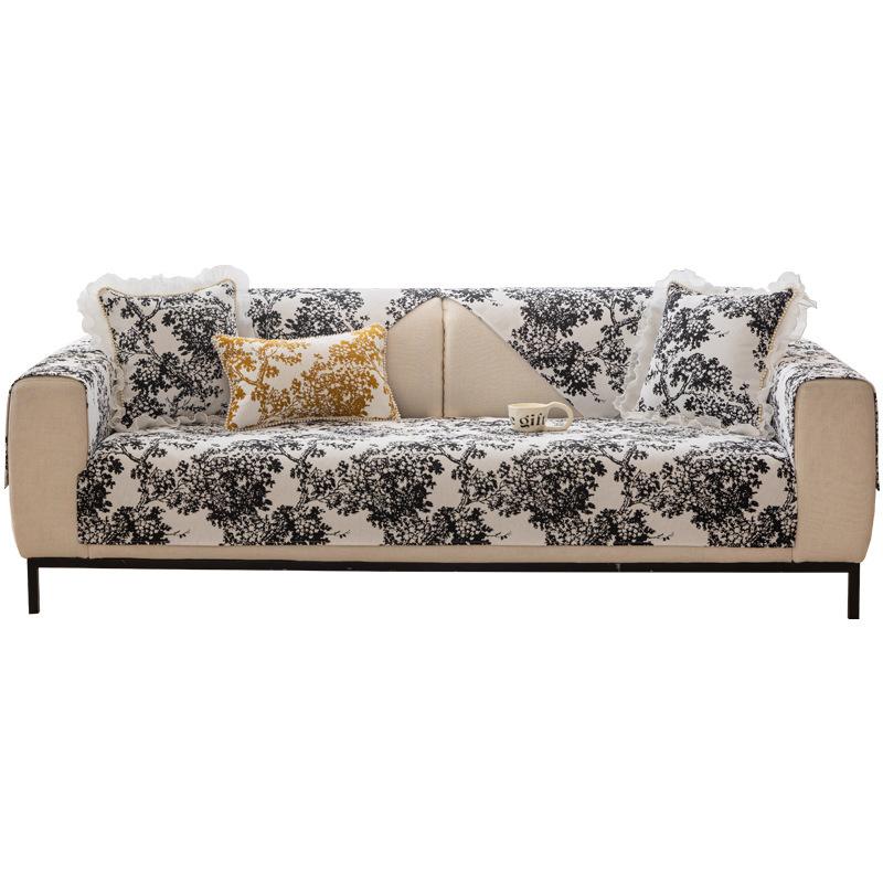 Retro Artistic Sense Chenille Sofa Cushion Four Seasons Universal Modern Non-Slip Anti-Scratching Sofa Cushion Cover Cloth Ink Painting