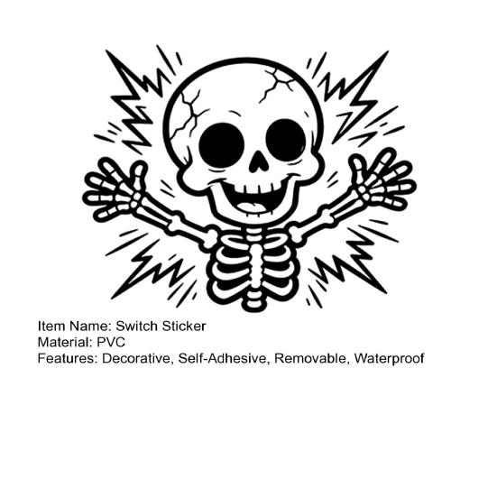 jijijing Halloween Skeleton Light Switch Sticker, Electric Decal, Removable Decals, PVC Waterproof Wall Art for Home Bedroom Living Room Entrance