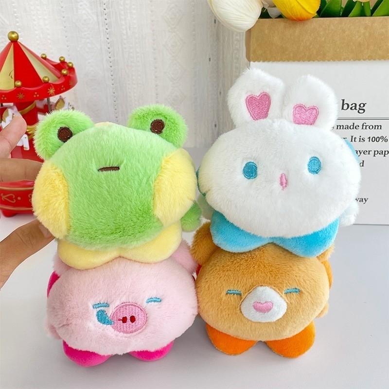 Adorable Creative Wreath Plush Animal Keychain Cute Bear Rabbit Child Backpack Decoration Gift
