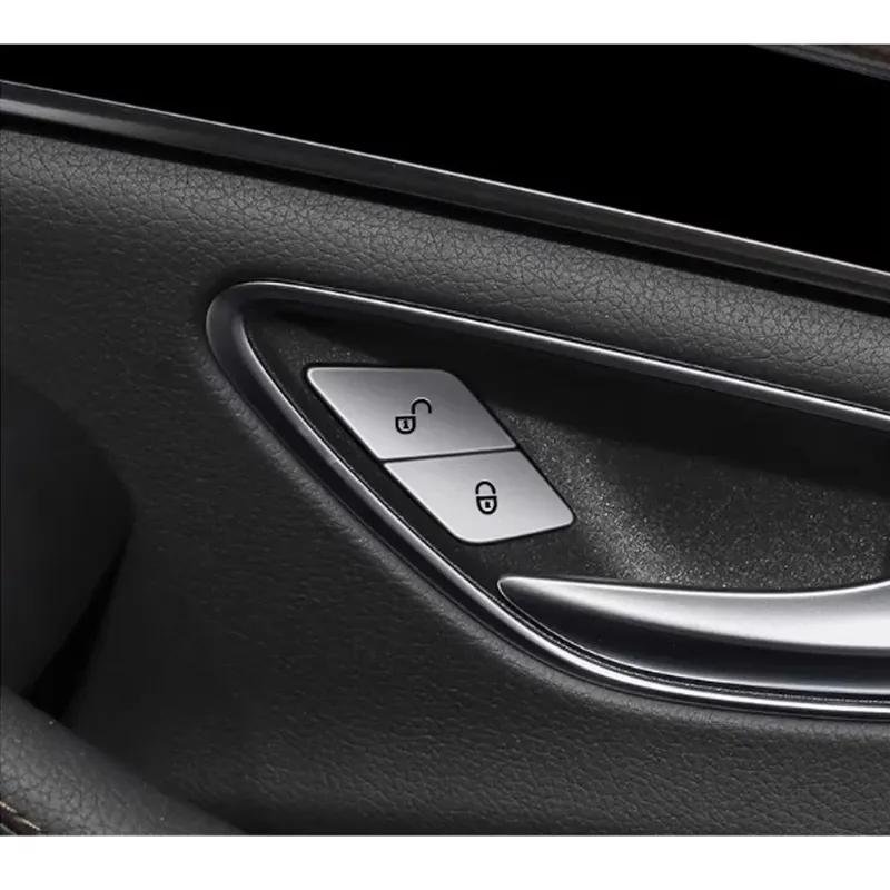 ABS Car Door Lock Unlock Buttons Cover Stickers Fit For Mercedes Benz C E Class GLC W205 W213 X253 Vito W447 Auto Accessories