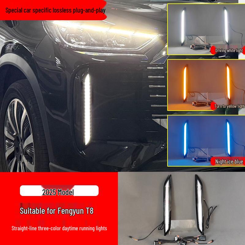 Chery Fengyun T8 LED Daytime Running & Turn Signal Lights for Front Bumper Modification
