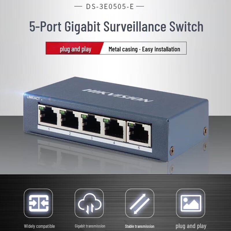 

Hikvision DS-3E0505-E 5-Port Gigabit Unmanaged Desktop Surveillance Switch