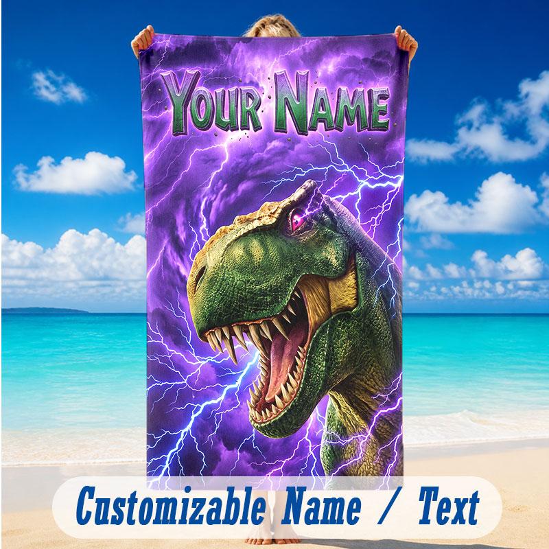 Dragon Phoenix Theme Beach Towel Personalized Custom Name & Text Soft Quick Dry Beach Towel for Swimming Travel