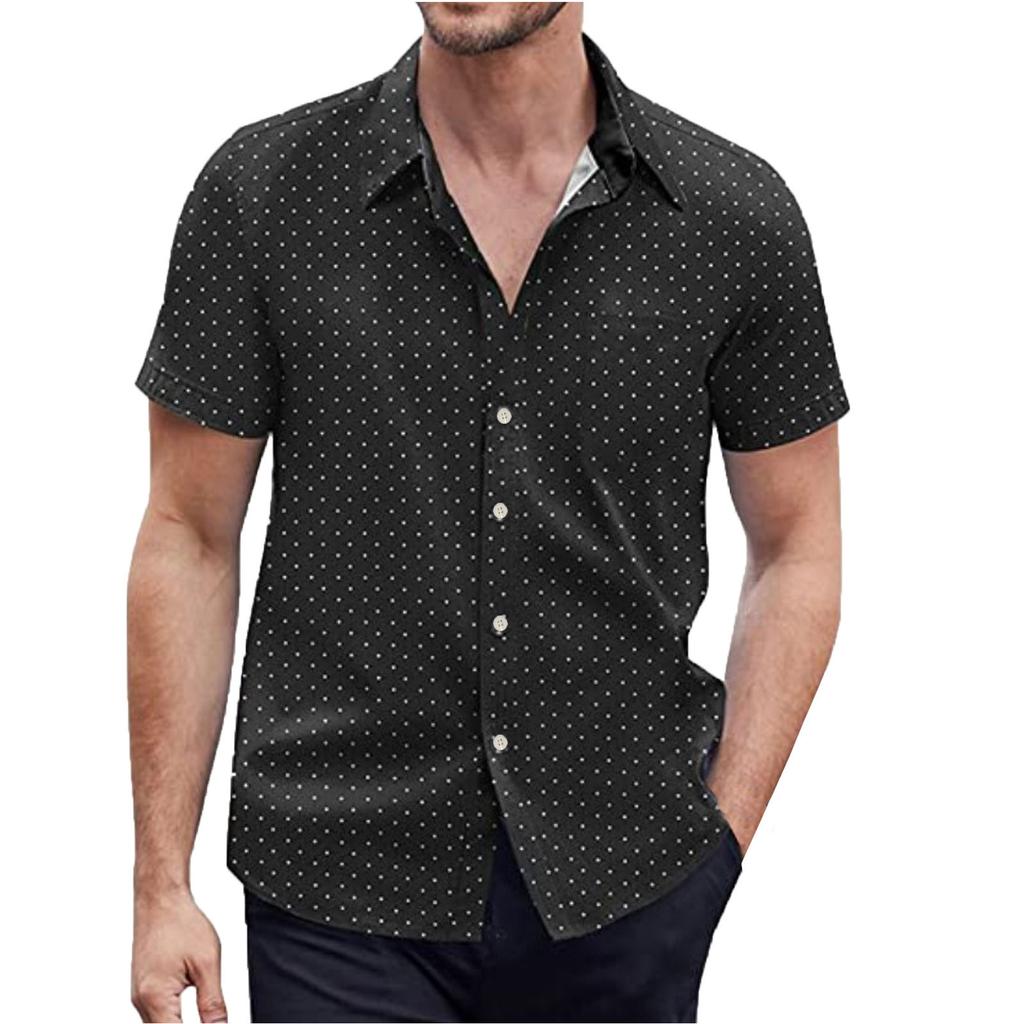 Short Sleeve Button Shirt Men'S Casual Short Sleeve Shirt Loose Shirt With Pocket