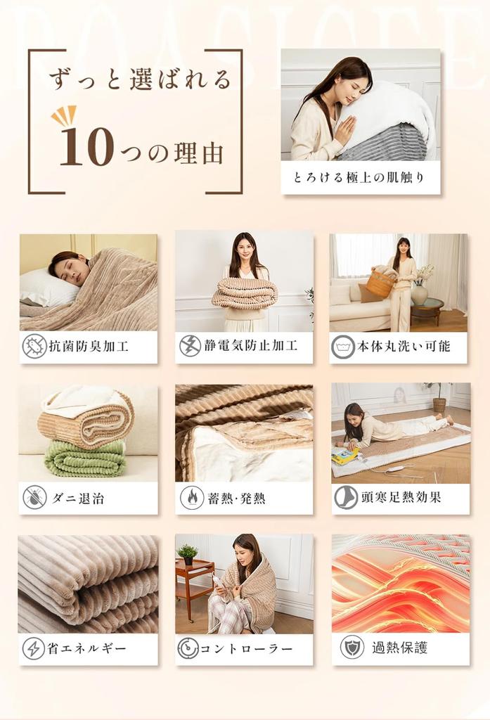 Electric Flannel Double 6 Temperature Overheat Single Suitable for and Kaken Certified Carbon Fiber Heating Blanket, Comforter/Lap Blanket,