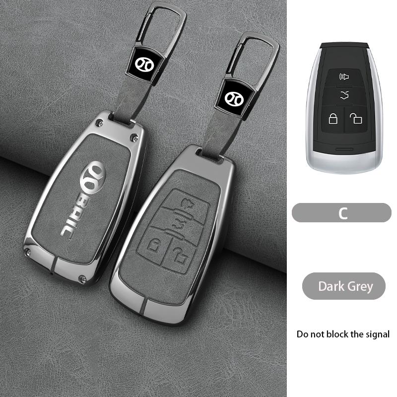 Zinc Alloy Genuine Leather Auto Key Fob Case Cover Keyring Bag Fit For Baic X7 Bj40 Senova D50 D70 X55 X65 Eu5 Eu7 Remote Protector Key Ring Mount