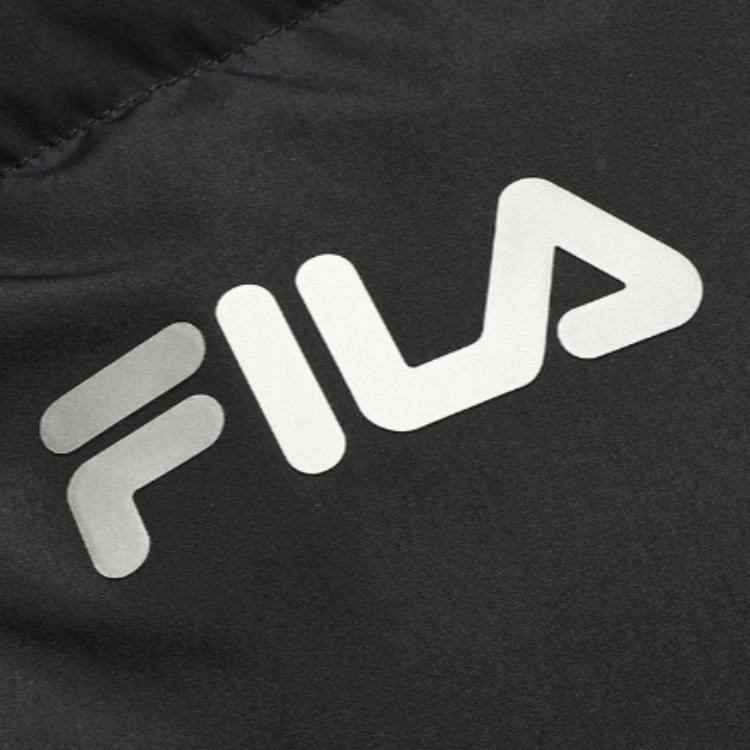 Fila Lightweight Solid Color Quilted Logo Print Zipper Hooded Down Jacket Men Outerwear Black F51M249910F-BK