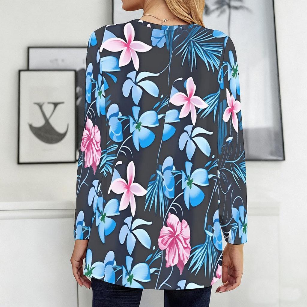 Ladies Plus Size Crew Neck Long Sleeve Tunic Soft Oversized Tops For Household And Casual Outdoor Wear