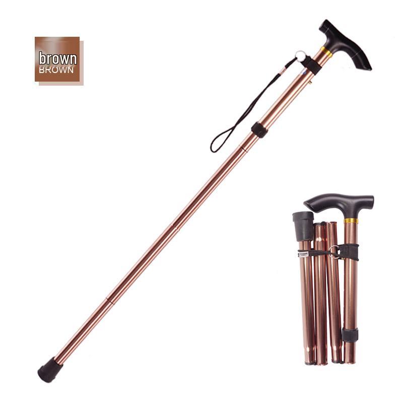 Outdoor Folding Telescopic Trekking Pole - Five-Section Walking Stick for Elderly