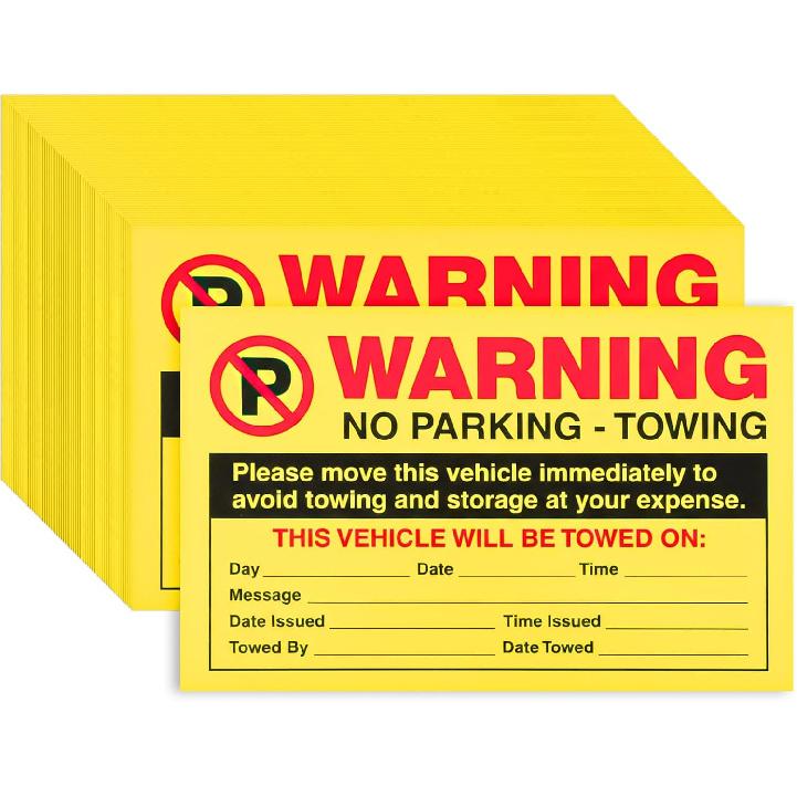 100 Parking Violation Stickers 5 x 8 Please Move This Vehicle to Avoid Towing Parking Violation Notice Tow Stickers Car Vehicle Private Adhesive Car