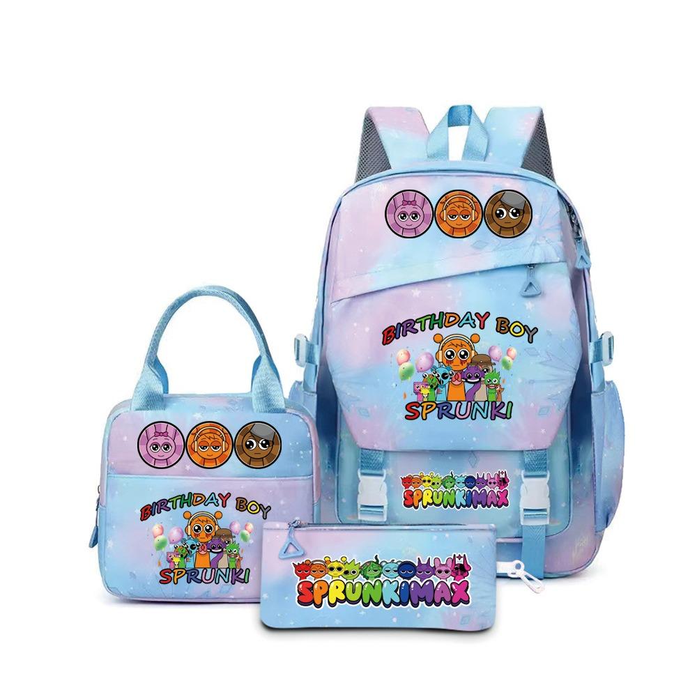 SprunkiPlush Rhythm Box School Bag Student Large Capacity Storage Backpack Backpack Three-piece Set L