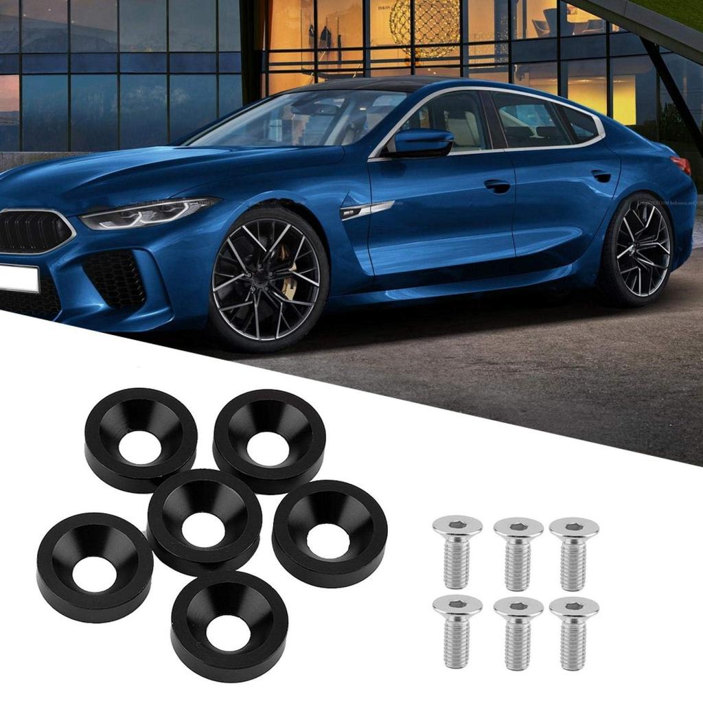 Bolt, M8 Fender Washer-Qiilu6pcs Car Bike Fender Bumper License Plate Frame Engine Cover Washer/Bolt Kit (Black)