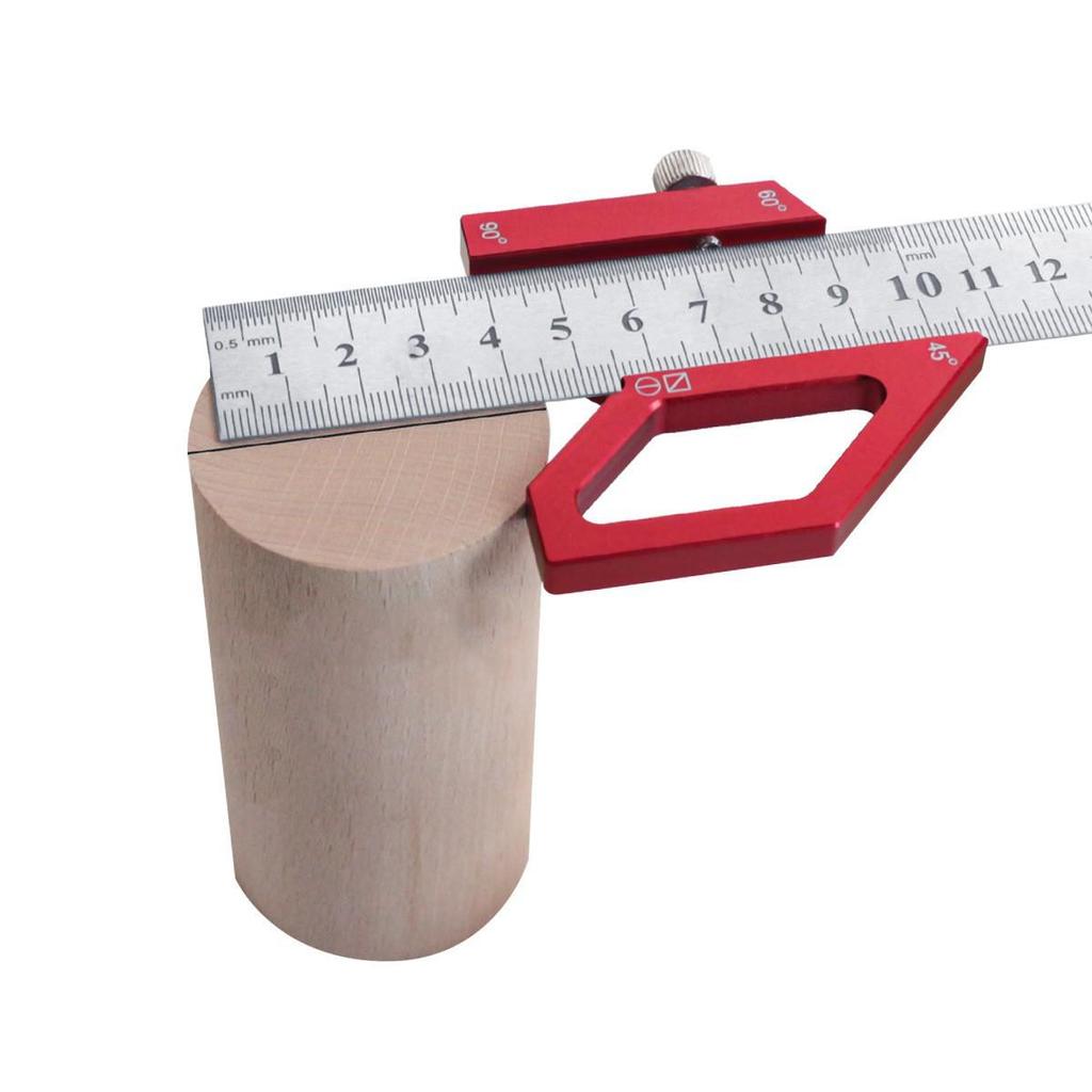 Aluminum Woodworking Multi-Angle Ruler with Stainless Steel Scale - 30°, 45°, 60°, 90° Marking Clamp