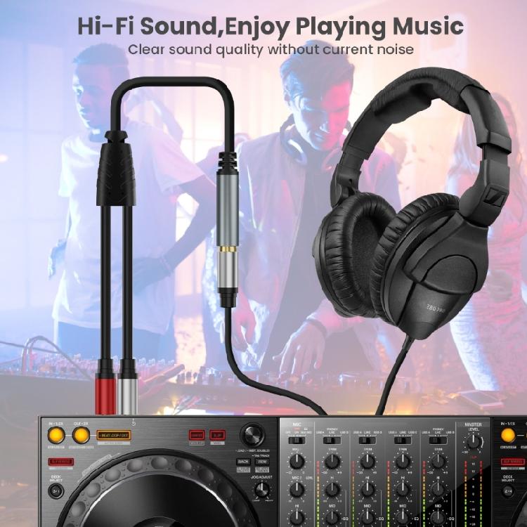 Music Engineer Double 6.35mm Mono Male to Stereo Female Y Adapter Cable 1/4 Mono Male Y Splitter Cord Multiple Length