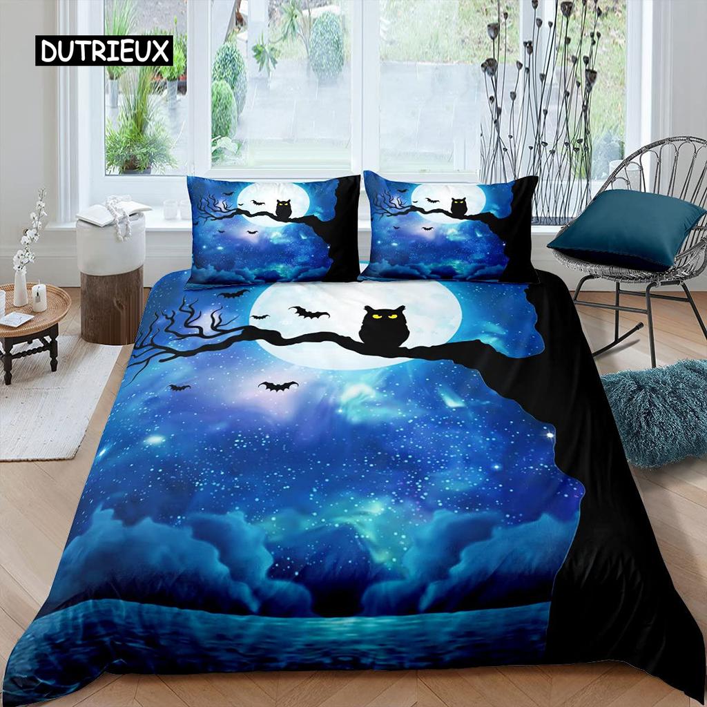 Aurora Påslakanset Galax Sängkläder Lila Stjärnklar Himmel Täcke Ytterrymden Universum Astronaut Täckesöverdrag för Barn