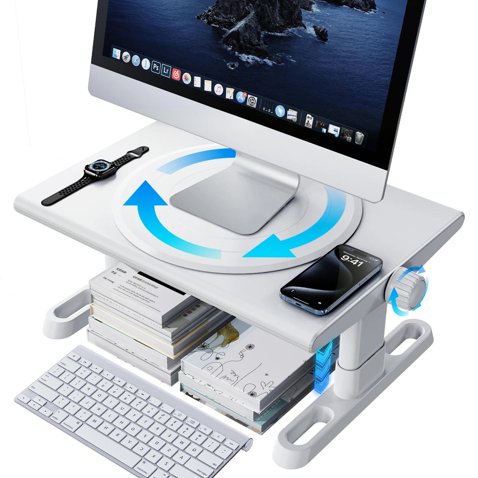 

Oatsbasf Monitor Stand Riser Laptop Stand Computer Monitor Holder Shelf 360° Rotation Computer Desk Height Adjustment 4.4-5.8“ білий