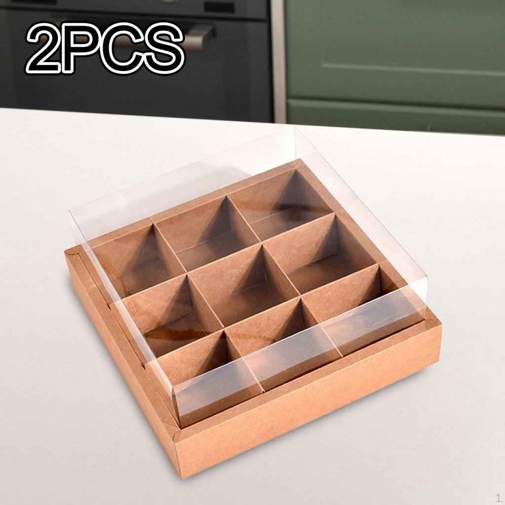 2 Pieces Bakery Boxes Charcuterie Dessert Containers Square Food for Sandwich Salad