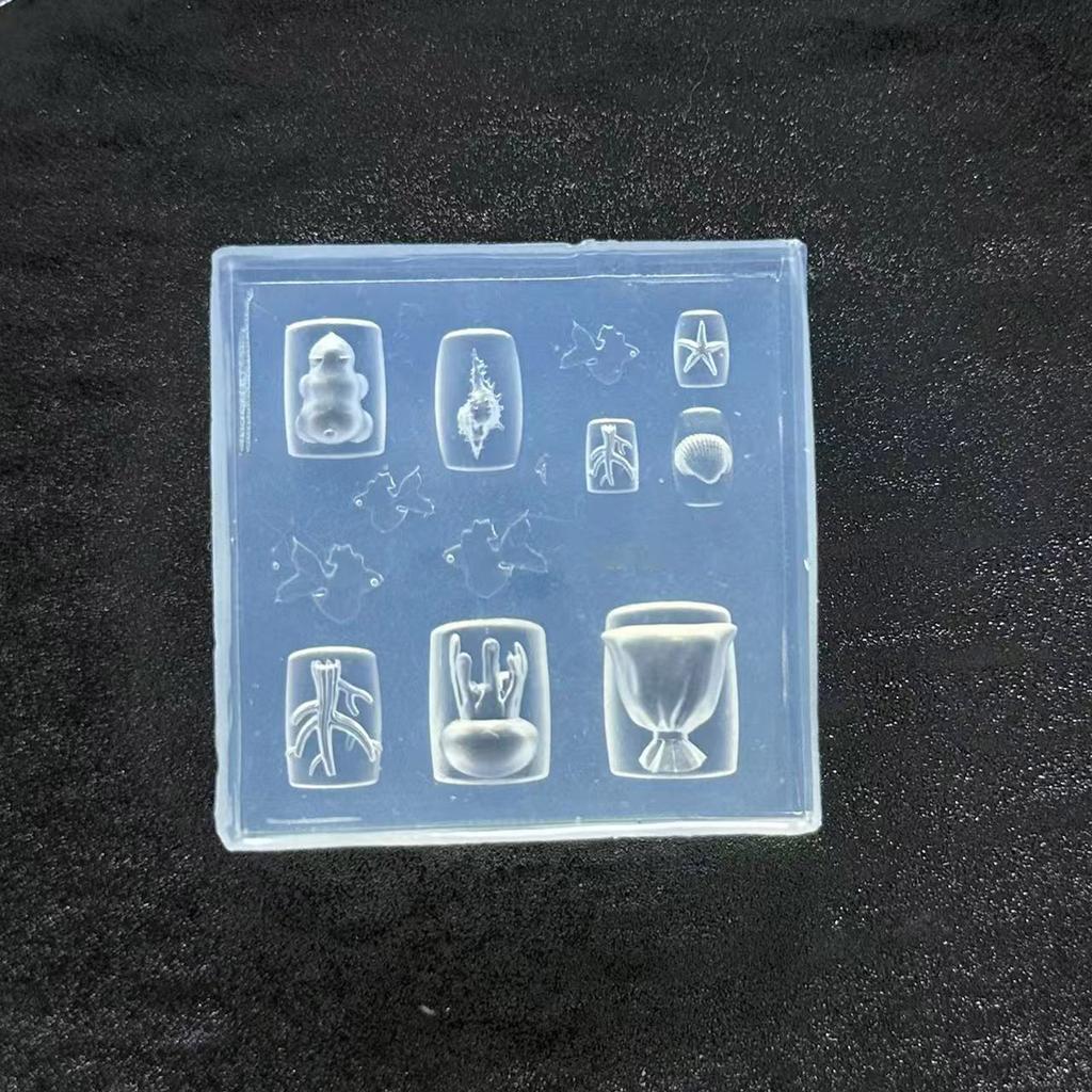 Silikon Nagelkunstform mit Muschel-, Fisch- und Meerjungfrauenmustern, leicht zu entformen für Maniküre