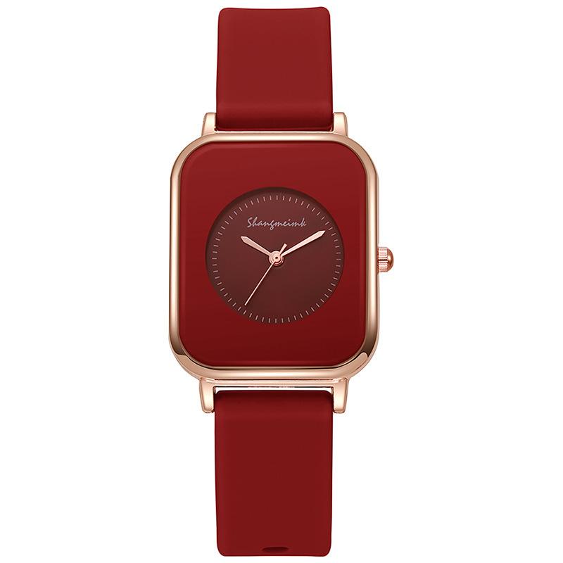 Student Watch Women'S Watch Casual Square Temperament Quartz Silicone Tape Women'S Watch