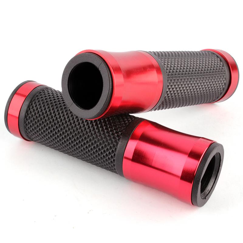 2X 7/8" Motorcycle CNC Bike Bicycle Aluminum Handlebar Rubber Gel Hand Grips For Honda Yamaha Kawasaki Suzuki Benelli