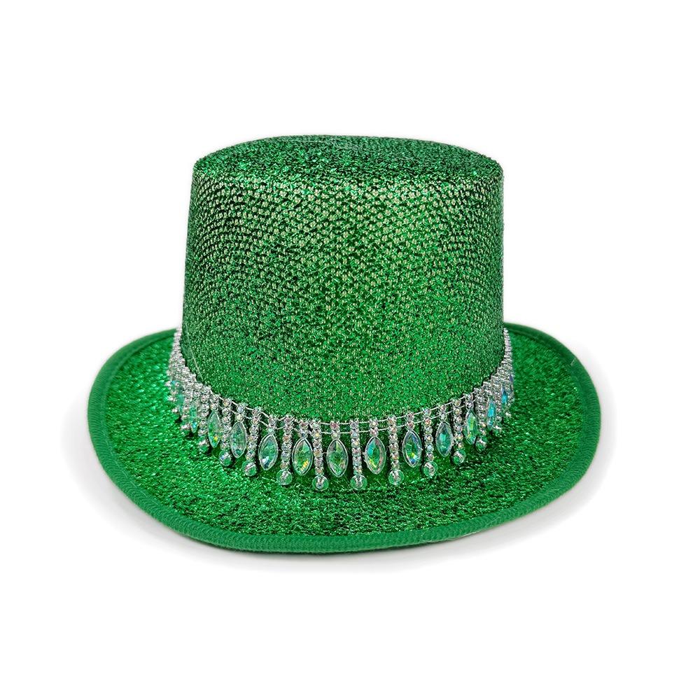 2026 Crystal Jazz Hat Colorful Rhinestone Edge Magician Hat Unisex Roleplaying Tall Hat Party Headwear