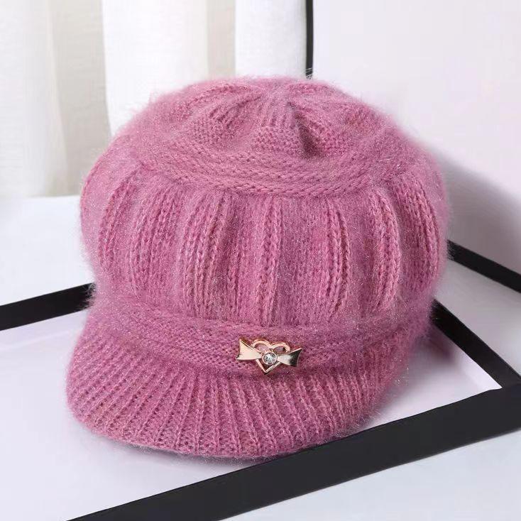 Dámská pletená vlněná čepice na podzim a zimu - Hřejivá, silná, módní pro ženy středního a staršího věku