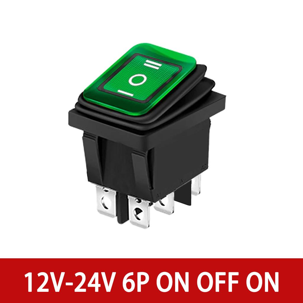 12V 24V / 110V 220V Waterproof Rocker Switch Red/Green LED Light Illuminated 4pins 2 position/6pins 3 position Toggle Switch