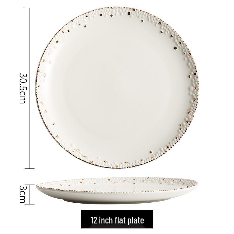 Japanese Ceramic Dinner Plate for Steak, Noodles, Salad, and Western Dishes