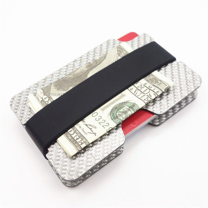 

Carbon fiber dollar clip foreign trade wallet anti-degaussing RFID card bag wallet ultra-thin black solid color anti-theft brush strap