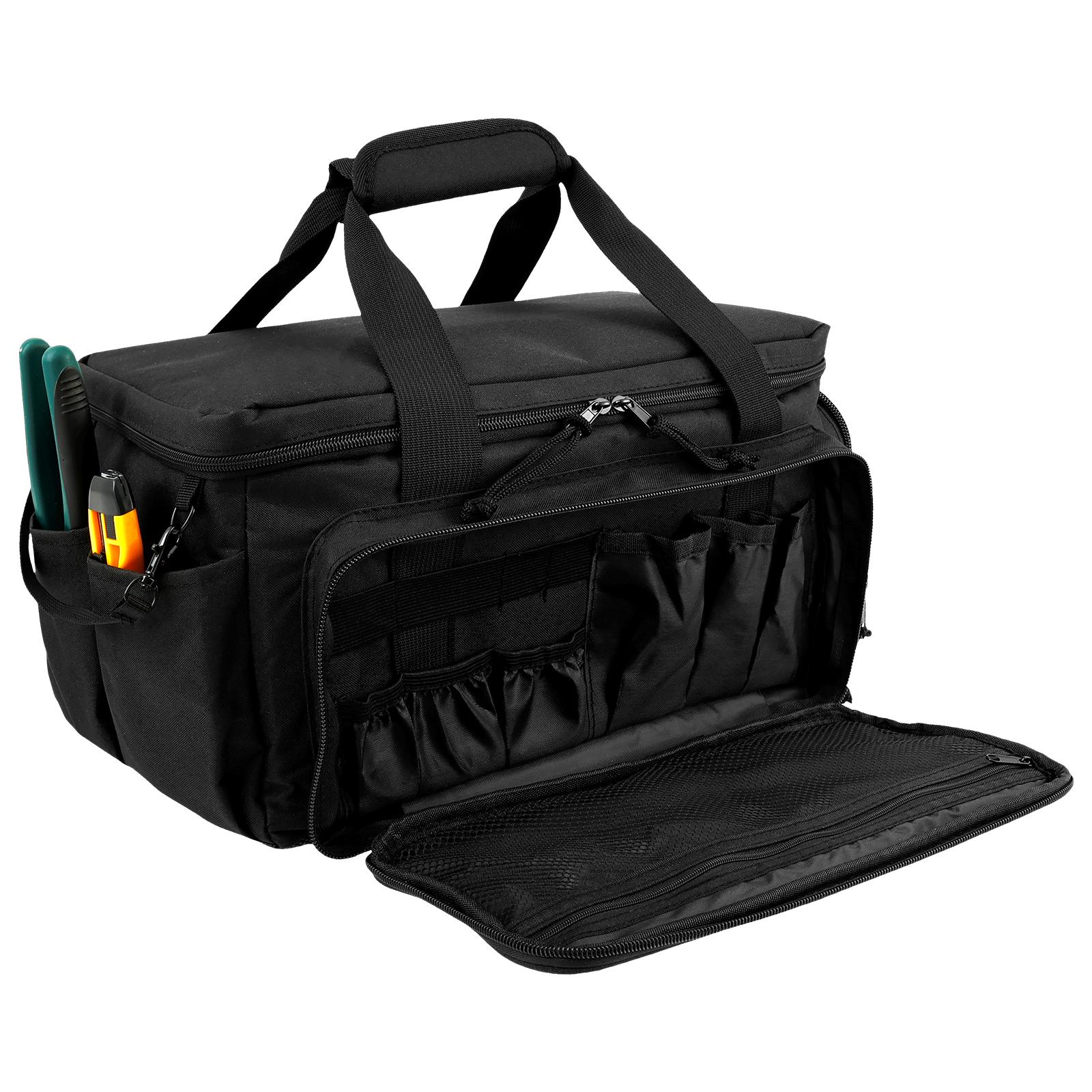 

Tool Bag Nylon Hand Tool Storage Bag Multi Pocket Tool Organizer Bag with Padded Handle Large Opening Electrician Tool Tote Bag чёрный