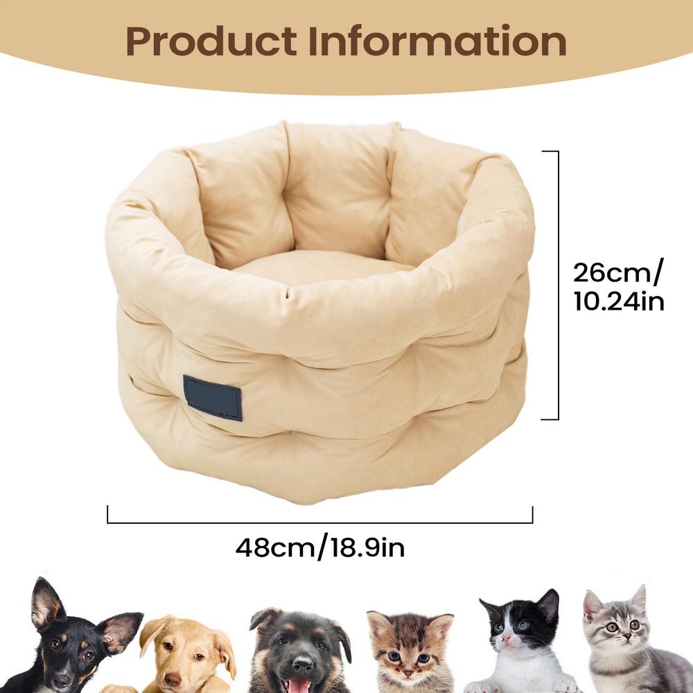 

Cat Beds Raised Edge Sofa Couch Round Washable Pet Beds For Cats Comfortable For Kitten Christmas Winter Indoor Outdoor синій