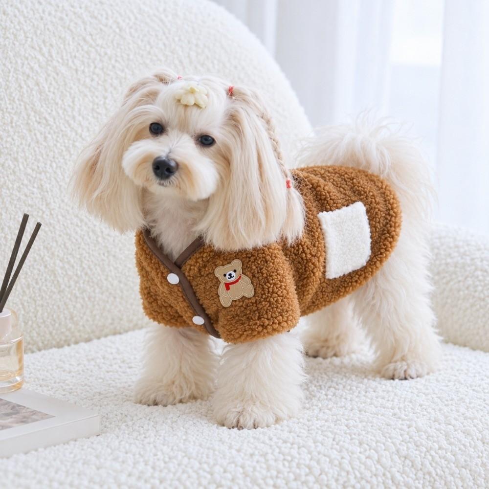 Fleece-lined Dog Hiking Jacket Winter Plush Dogs Coat Fashion Pet Clothes for Small Medium Dog
